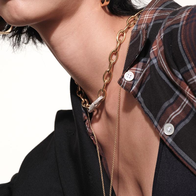 APM Monaco Necklace [Romantic Confession] Pave Chain Link Adjustable Light Luxury Fashion Accessories Versatile Personality Synthetic Cubic TC6758XRH