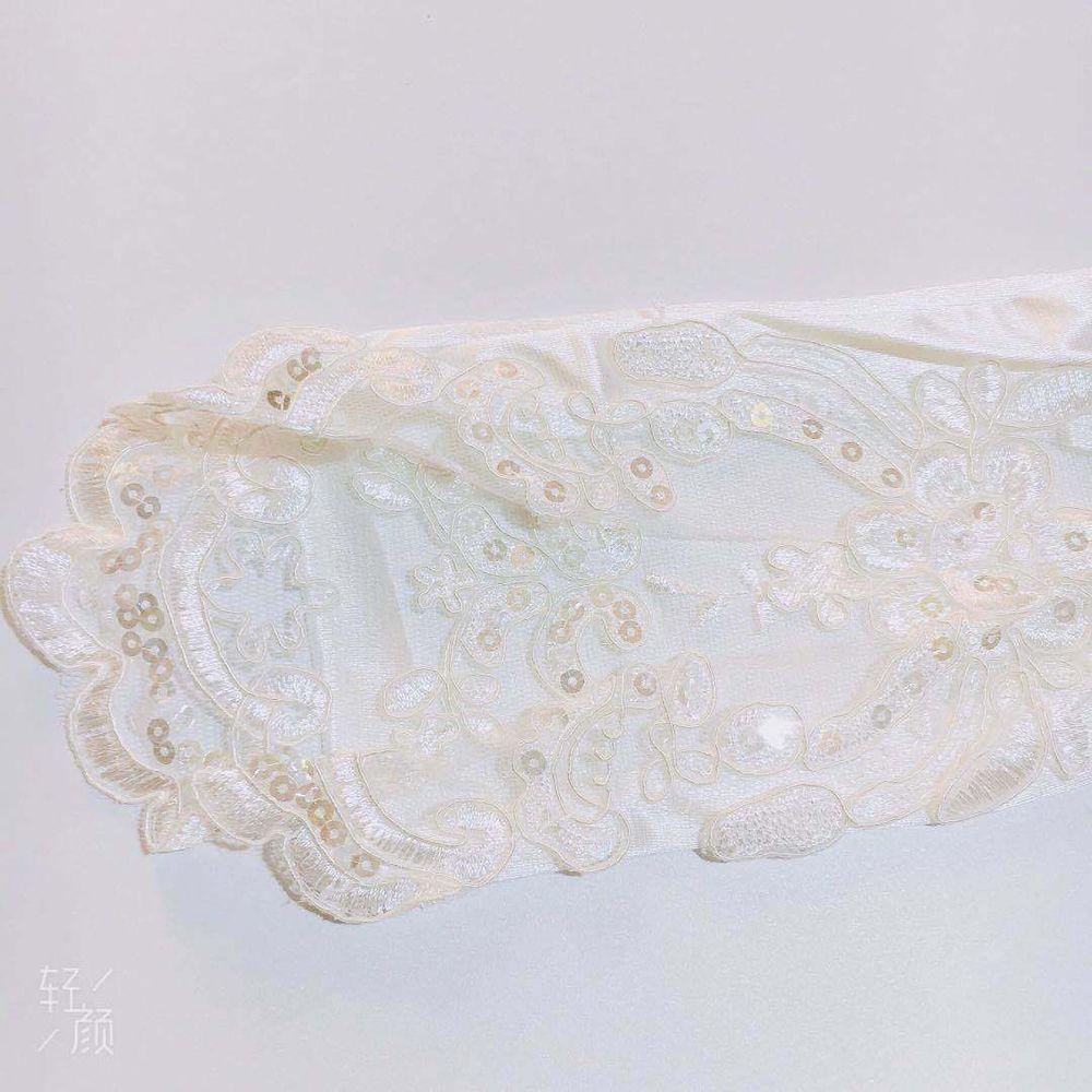 Dámské flitrové taneční party květinové dlouhé rukavice s plnými prsty saténové palčáky délka po loket