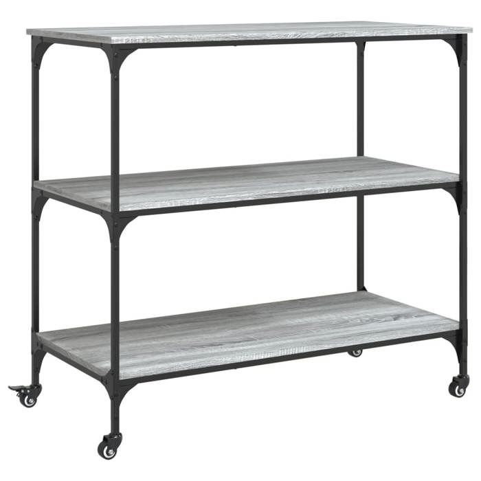 VidaXL Chariot de Cuisine, Étagère de Rangement, Chariot de Service avec Roulettes, Organisateur de Maison, Sonoma Gris Bois 842324