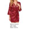 Women Nightdress Solid Color Satin Cardigan Lace Up Tight Waist Lady Nightie Female Intimate Clothes
