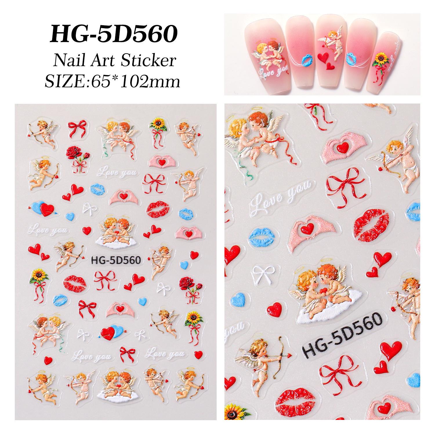 3D тисненые Валентинки Наклейки для ногтей - Романтические розы и сердца DIY Арт