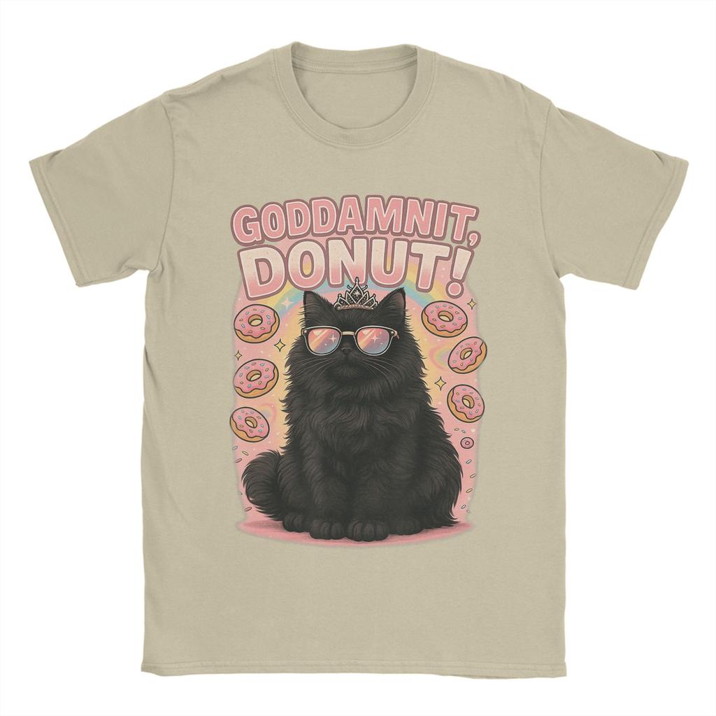 Streetwear T Shirt Summer Goddammit Donut Princess Cat Trendy Cool TShirts Cotton Tee Shirt for Man Awesome Short Sleeve Tees