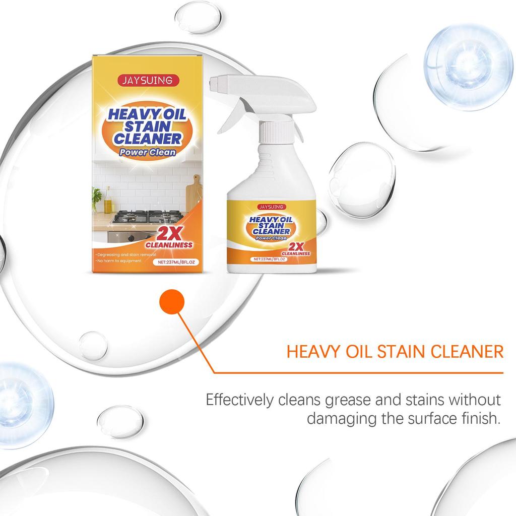 237ml Jaysuing Kitchen Heavy Duty Cleaner Multi-Purpose Cleaning Spray for Grease Stove Range Hood Removes Burnt-On Oil Stainless Steel Safe