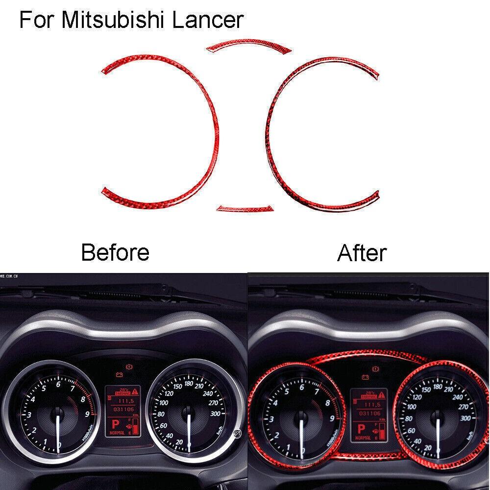 Red Carbon Fiber Speedometer Panel Cover Trim For Mitsubishi Lancer 2008-2015