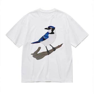 Herren Bequemes Atmungsaktives Komfortables Klassisches T-Shirt Blaurabe Vogel Grafik-Tee