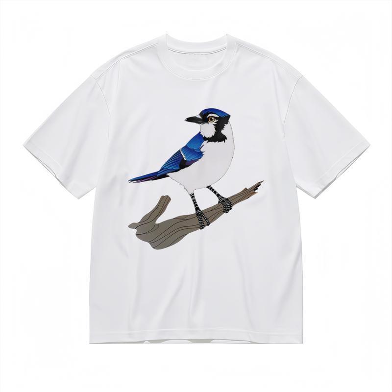 Men's Comfortable Breathable Comfy Classic T-Shirt Blue Jay Bird Graphic Tee