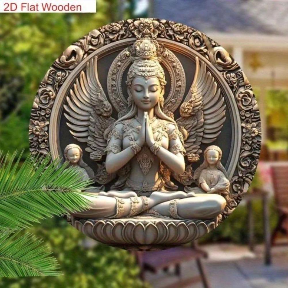 Buddha Metal Wall Art Hand Carved 2D Flat Sign Home Office Decor