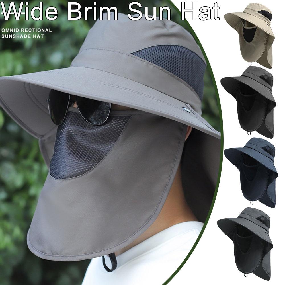 1pc Wide Brim Sun Hat UV Protection Bucket Cap Men Camping Hiking For Hiking Fishing Breathable N1M7