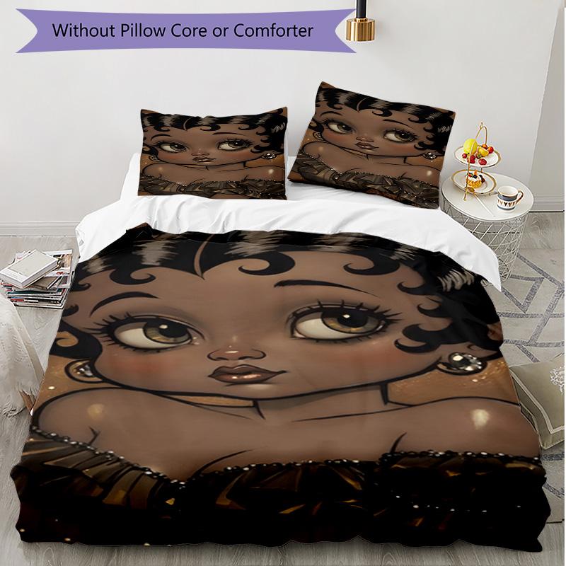 3pcs Duvet Cover Set (1*Duvet Cover + 2*Pillowcase, Without Core), Sexy Doll Print Soft All‑Season Bedding Set, Home Bedroom Decor Gift