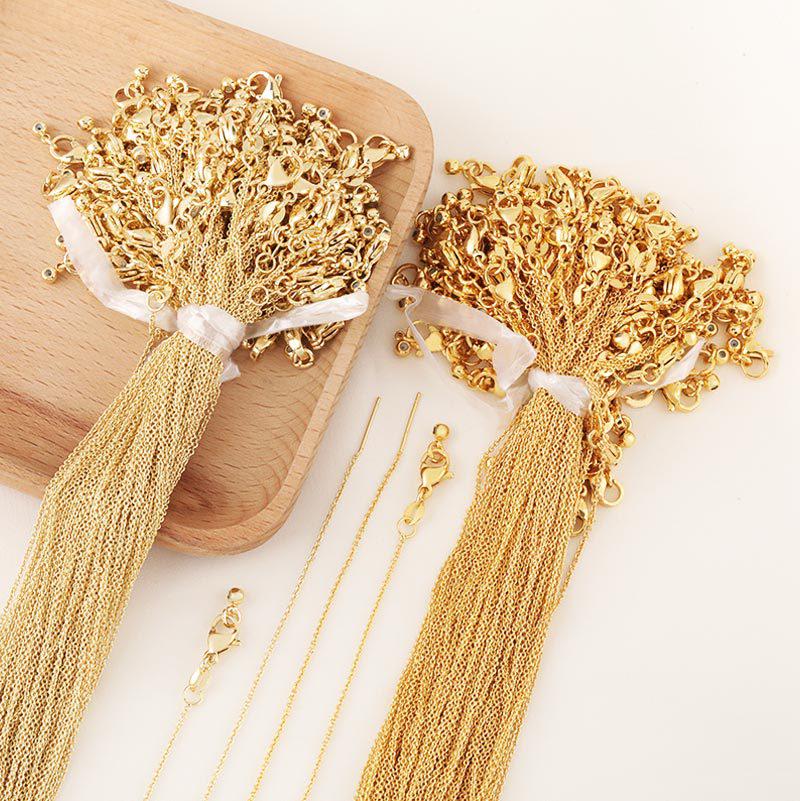 Funkelnde 18 Karat Vergoldete Verstellbare 50 cm Kreuzkette Vielseitige Anstecknadel-Halskette - Handgefertigte DIY-Kette