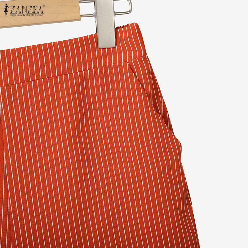 ZANZEA Women Sleeveless Vest Tops and Capris Pants Stripe Print Tow Piece Sets