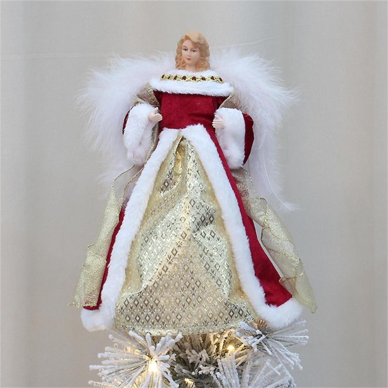 Weihnachtsbaum Dekoration Zubehör Plüsch Flügel Engelbäume Spitze Stilvolles Feiertagsaccessoire Festliche Ornament Dekorationen
