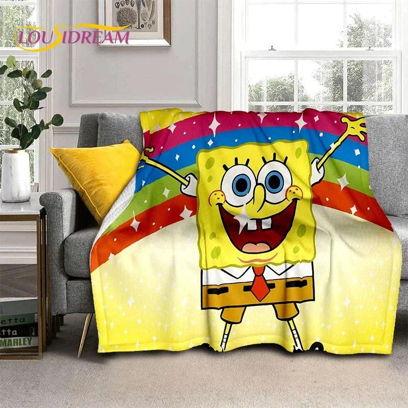 Funny S-SpongeBob Patrick Star Cartoon Soft Flannel Blanket for Beds Bedroom Sofa Picnic,Throw Blanket for Outdoors Leisure Gift