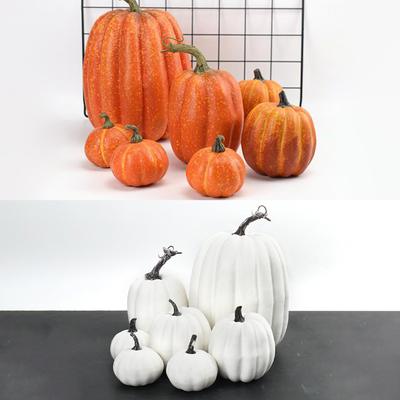 7 Pièces Décoration Citrouilles Artificielles Maison Avec Grandes Citrouilles en Mousse Pour Récolte Ornement Citrouilles Bricolage Artisanat Halloween