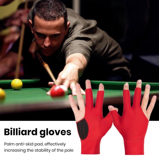 1Pc 3-Finger Billiards Glove Anti-slip Sweat-absorbing Breathable Men Women Right Hand Snooker Cue Sport Glove Billiards Accessories