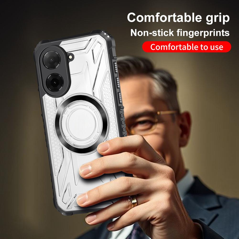 KEYSION Průhledný magnetický kryt pro TECNO Spark Go 2 Pop 10 Měkký silikon+PC Odolný proti nárazům Kryt na telefon pro Infinix Smart 10