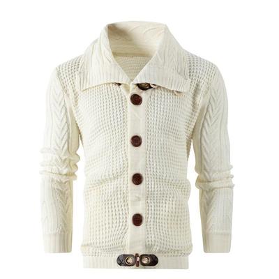 Cardigan Cappotto Uomo Stile Europeo Lavorazione a Maglia Larga con Bottoni