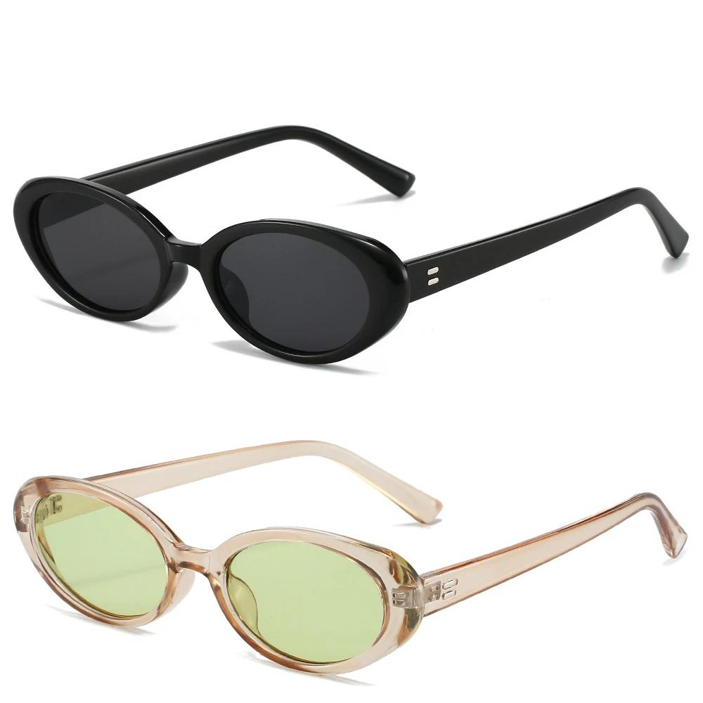 Retro Oval Sunglasses for Women Men Fashion Small Oval Sunglasses 90s Vintage Shades 2 Pieces a Lot
