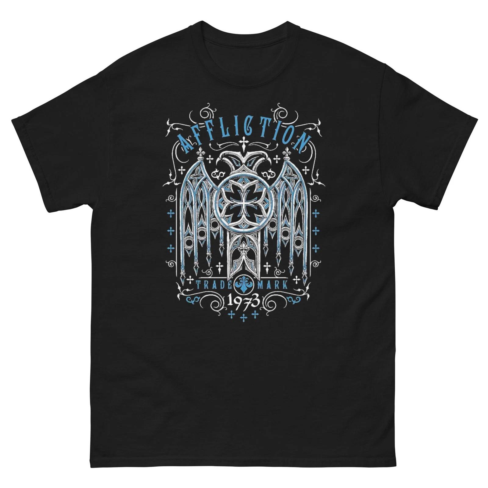 XTREME Gothic Cross T-Shirt Affliction Vintage Blue Church Design M