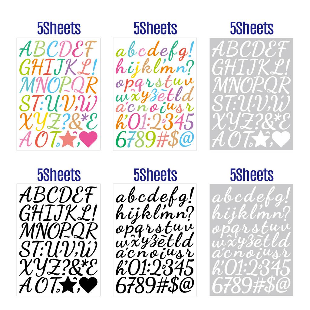 1-inch Letter Sticker Bright Film Handwriting Set Stationery Toy Reader Kindle Decorative Alphanumeric Stickers