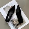 Fashion SUOJIALUN 2024 Autumn Women Pumps Shoes Fashion Pointed Toe Shallow Slip On Ladies Elegant Dress Pumps Thin Low Boat Shoes