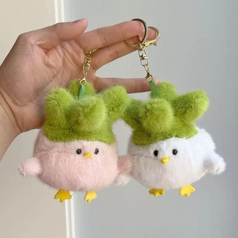 White Little Chicken Sound Plush Keychain Doll Pendant
