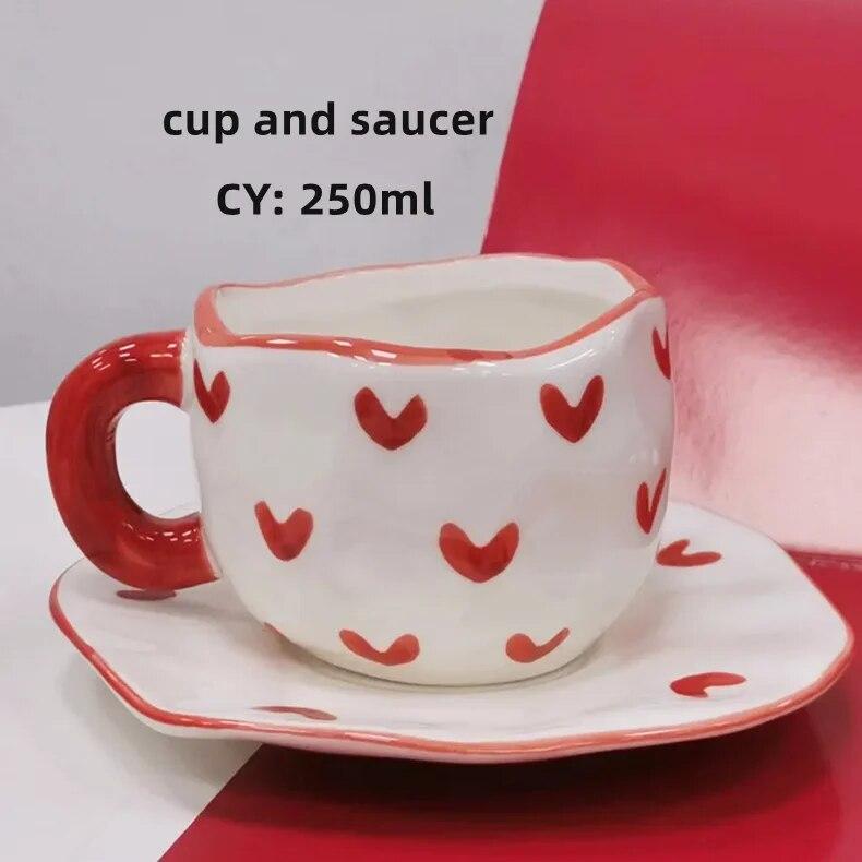 2024 Christmas Present Ins Coffee Tea Cup Creative Heart Mug Romantic Gifts Ceramic Milk Coffee Cups Gift For Girlfriend Wife