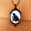 Gothic Crow Raven Charm Necklace Crow Pendant Necklace Mystic Witch Jewelry Gift Rope Chain Goth Crow Choker Unisex