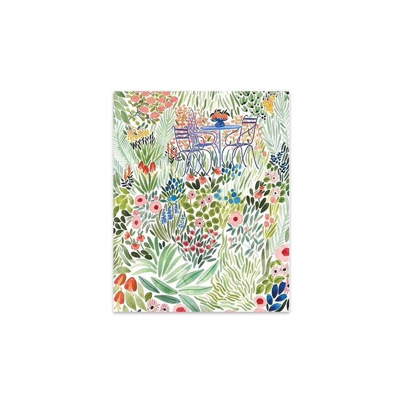 Boho Woman Flower Garden Green Tone Canvas Painting  Nordic Posters  Prints Wall Art for Living Room Home Decor
