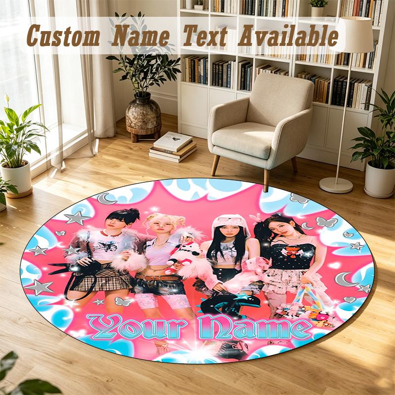 Round Rug Custom Nameaespa Pattern Non Slip Carpet Home Floor Decor