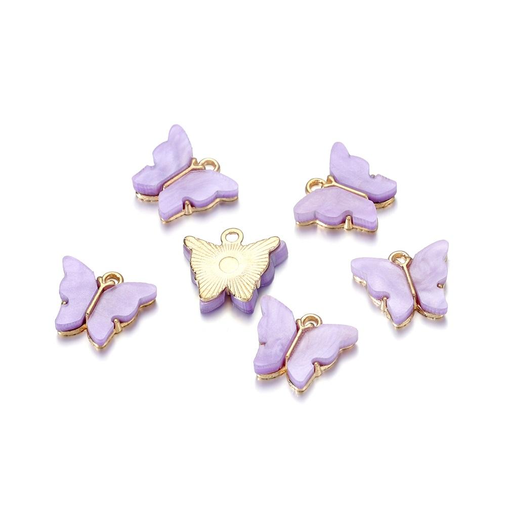 10pcs/lot Colorful Resin Butterfly Charms Pendant Enamel Metal Small Charms Necklace Bracelet For DIY Jewelry Making Accessories