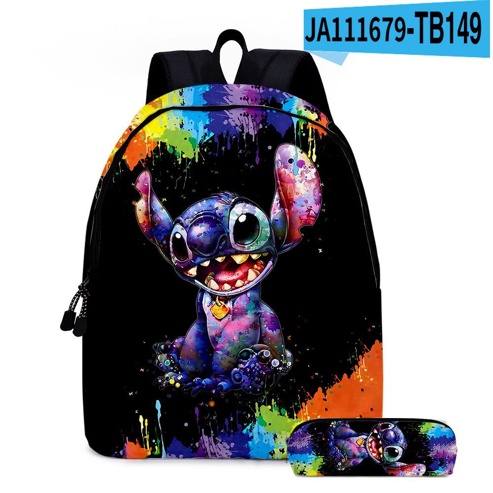 Stitc Cartoon Full Print Backpack Student Bag Pencil Case Two-Piece Set Children'S Backpack