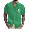 Men'S Casual Loose Short Sleeved Printed Shirt With Fashionable Lapel Top
