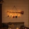 Indoor Halloween Hanging Decors Lighted Witch Broom with Ghostly Pumpkins Cats Moon Bells Charm for Wall Window Door Display Accent Decors