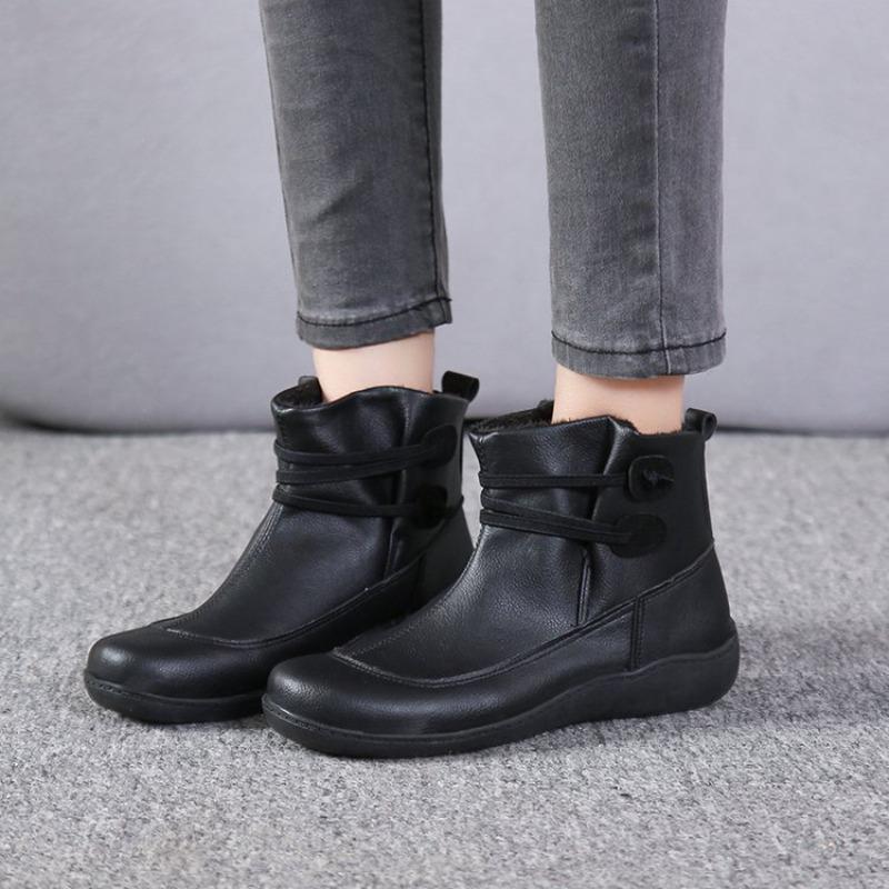 New Autumn And Winter Shoes Boots Fat British Wind Retro Boots High Quality PU Waterproof Warm Women's Booties