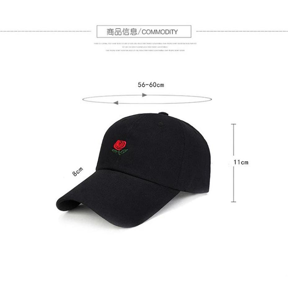 1 Pcs Unisex Rose Embroidery Baseball Cap For Men Women Flower Cap Rapper Street Hip Pop Hats Cap Outdoor Sports Men Female Hat