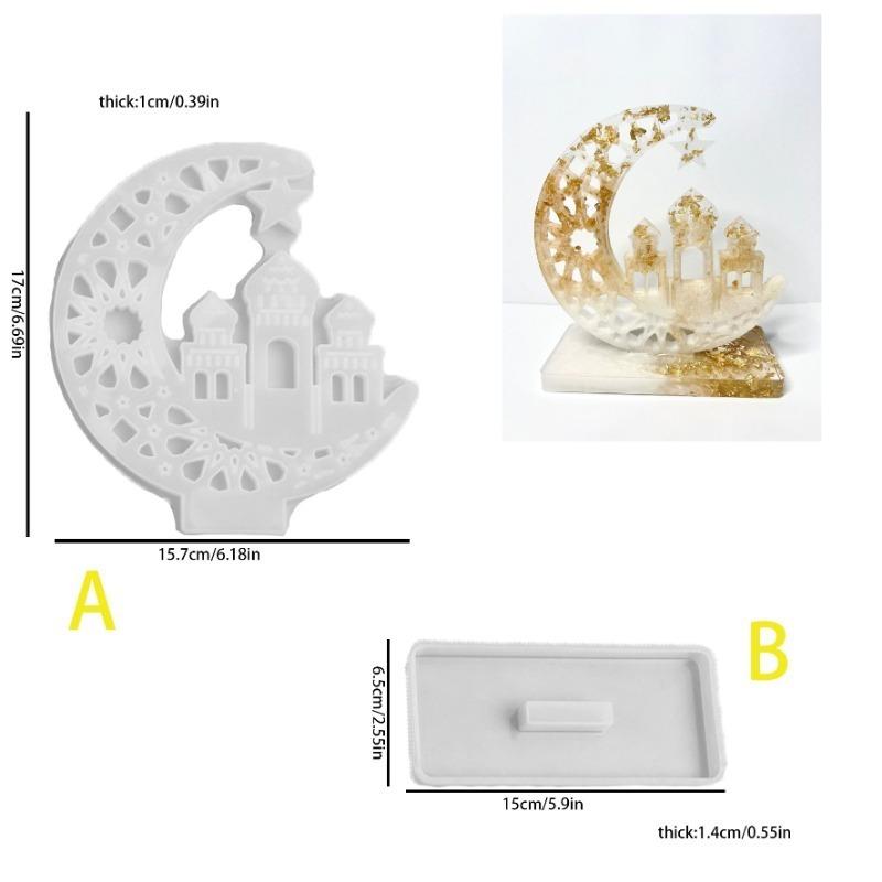 Moon Mosque Display Stand Resin Mold,Features a Hollow out Star and Sun Design for Handicrafts,Home Decor,Ramadan,Eid Gifts