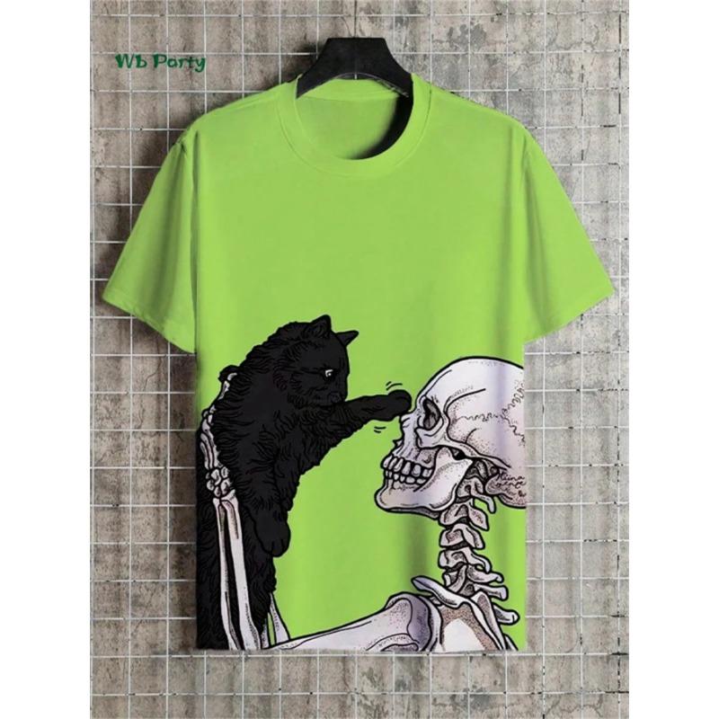 Cat Print Men's T-Shirt 3D Funny Animal Pattern Short Sleeve T-Shirt Y2k Top Summer Men's Daily Street Casual Clothing Shirt