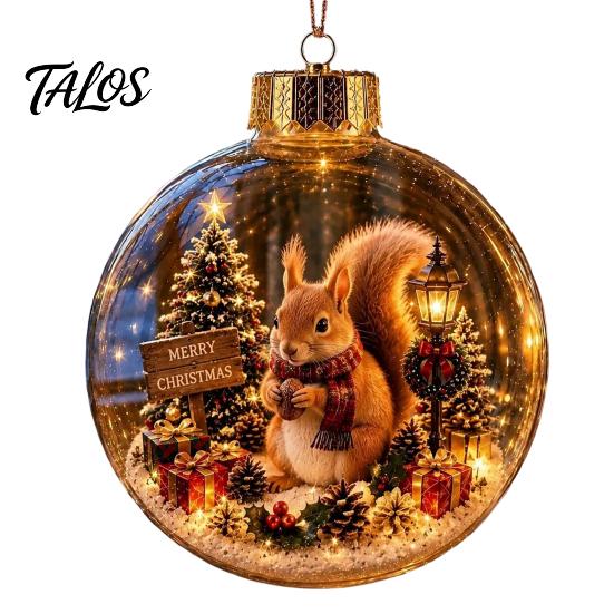 LED Christmas Baubles Glowing Scene Ornament Ball with Light for Tree Hanging And Tabletop Festive Lamps Decor, Transparent Acrylic Holiday