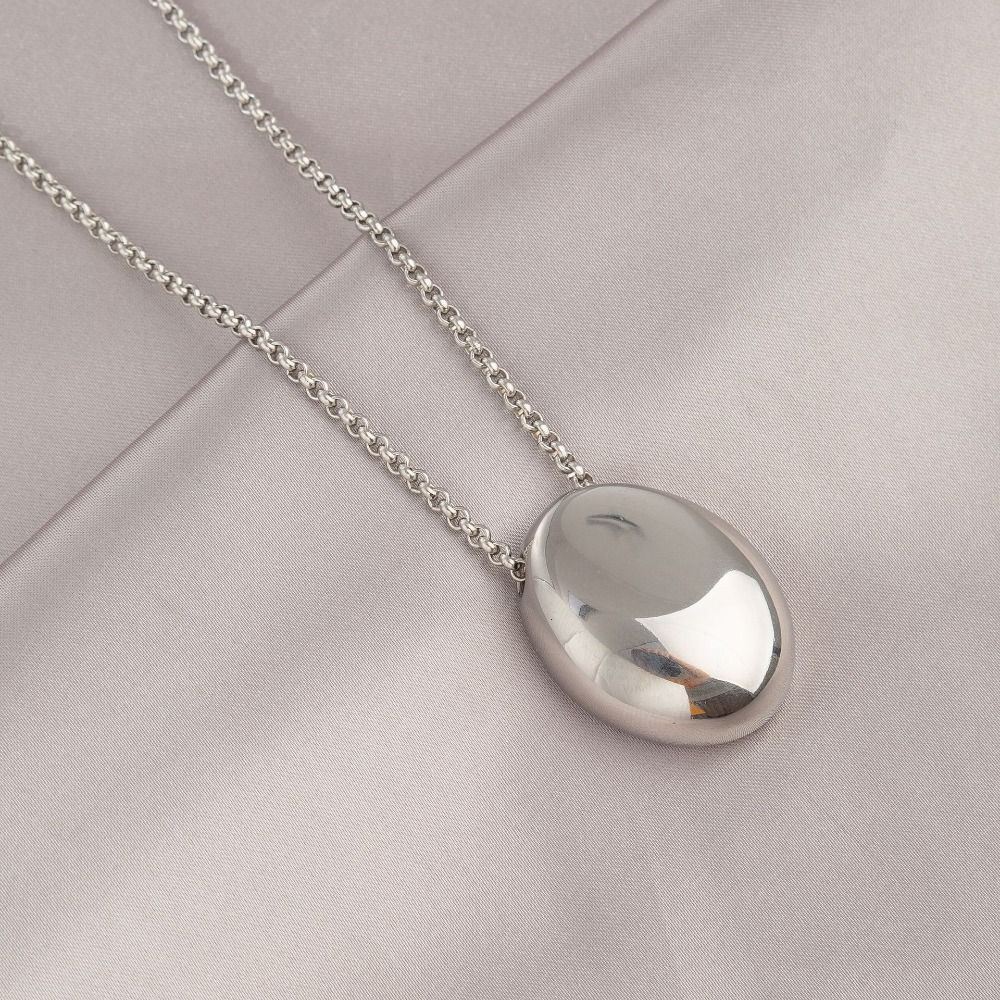 Geometric Water Drop Necklace Metal Smooth Glossy Droplet Pendant Long Sweater Chain  Autumn Winter