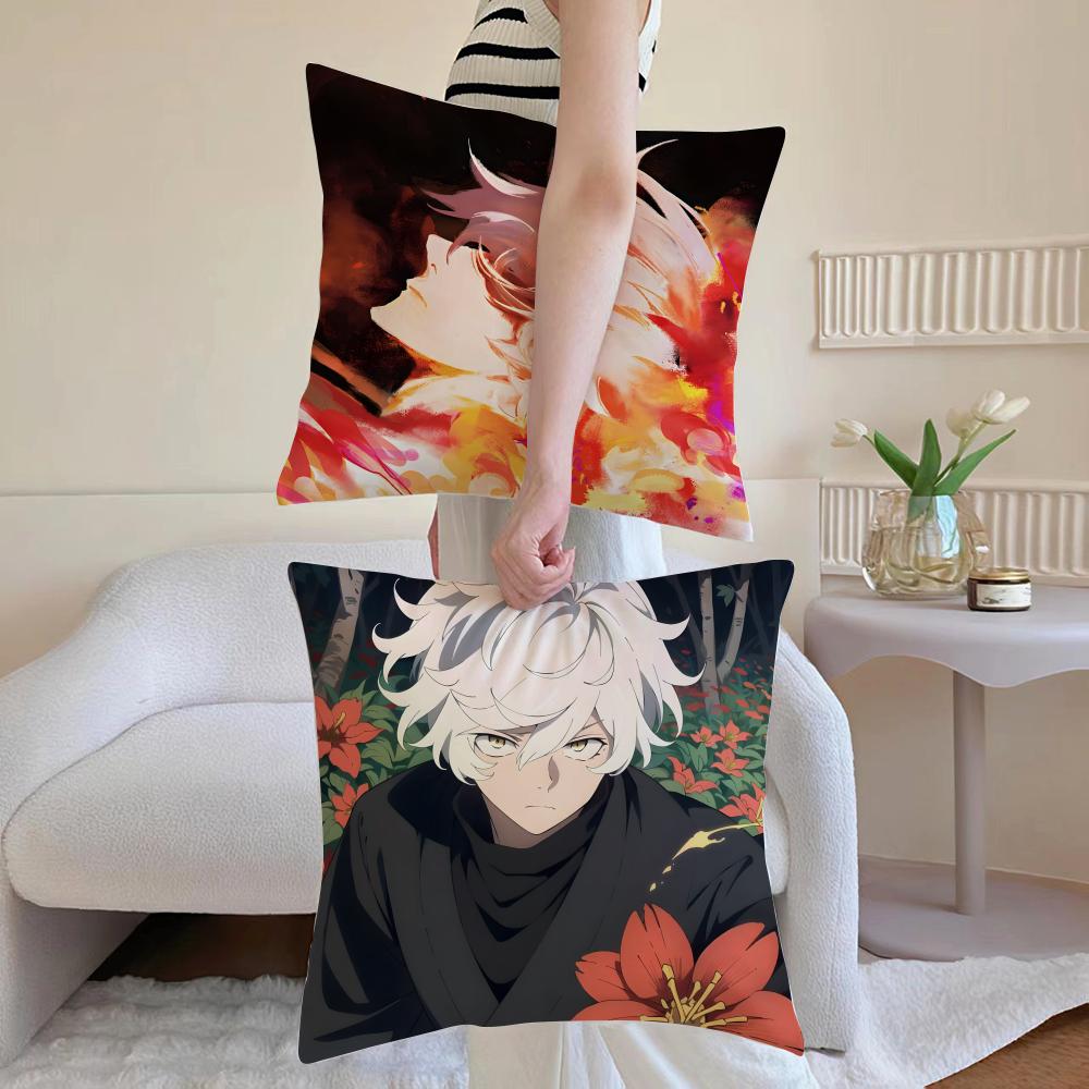 1Pcs H-Hell'S Paradises Anime Style Cushion Cover Pillowcase Short Plush Invisible Zipper Room Sofa Cushion Cover