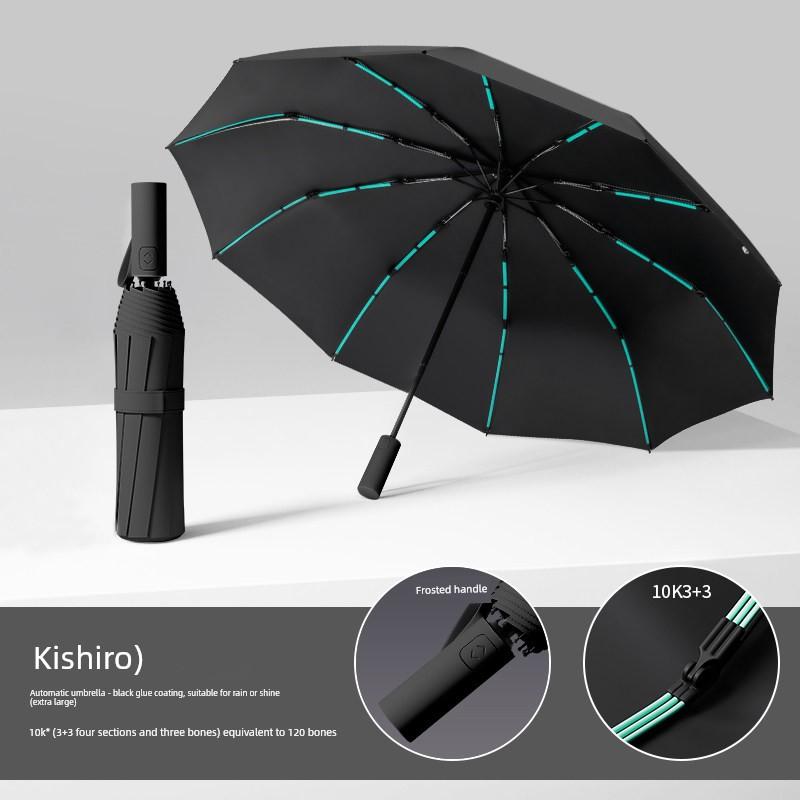 Automatic 130cm Folding Umbrella, Enlarged, Thickened, and Reinforced, Men's Sunshade Umbrella, Sun Protection Umbrella, Dual-Use for Sun and Rain