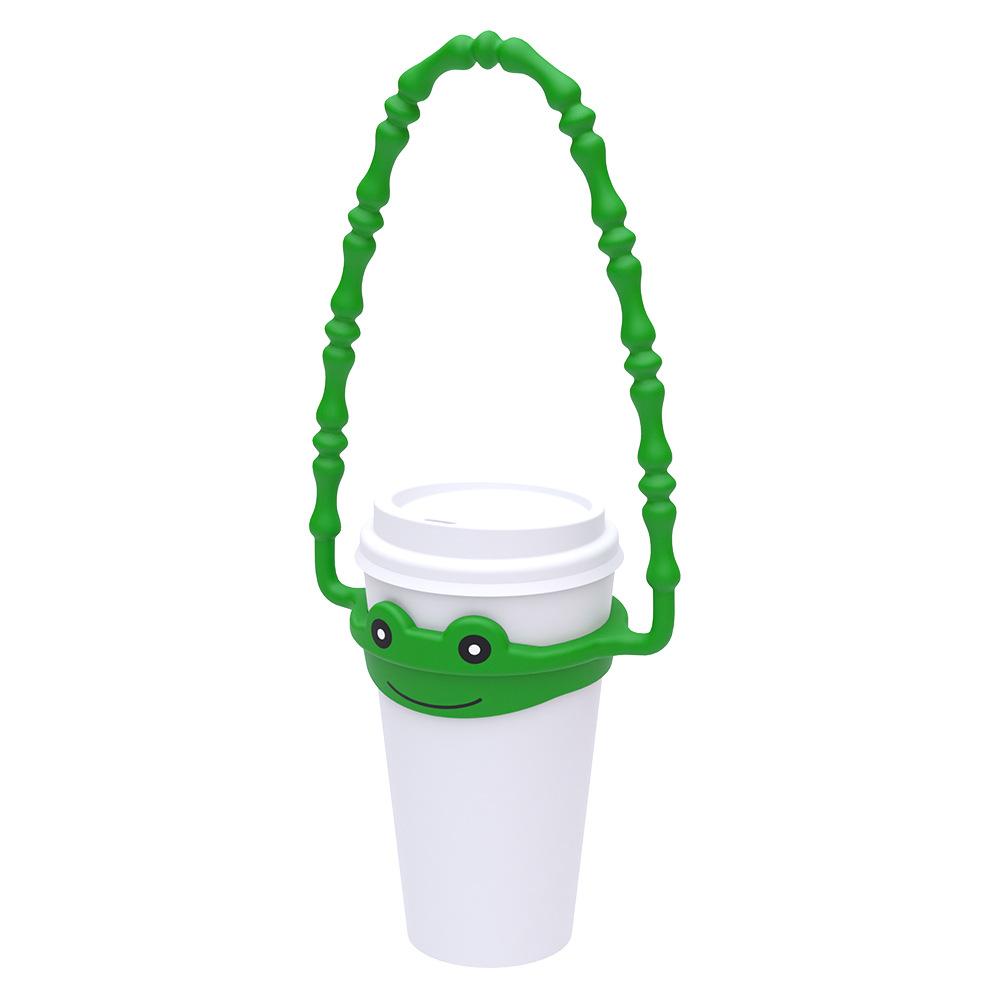 Universal Silicone Cup Sleeve with Cute Cartoon Strap - Adorable & Secure Handle for 7cm Mugs