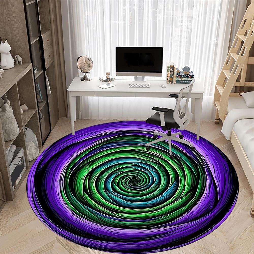 1pc Spiral Pattern Chair Carpet for Office Non Slip, Machine Washable Rug for Office, Room Holiday Decor for Christmas, Birthday Polyester