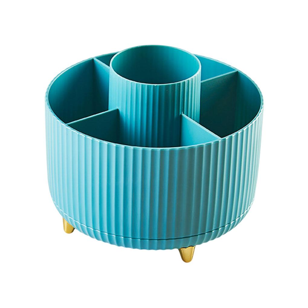 Rotating Makeup Brush Organizer Holder with 5 Compartments Stationery Pen Container Shelf Dressing Table Bedroom