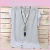 Elegant Womens Summer Button V Neck Short Sleeve T Shirt For Plus Size Ladies
