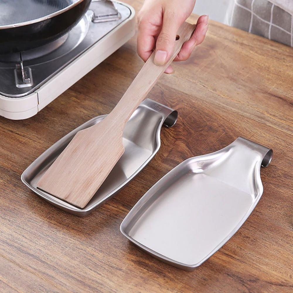 

Storage Thicken Stainless Steel Rectangle Spoon Holder Ladle Stand Tableware Mat Utensils Rest