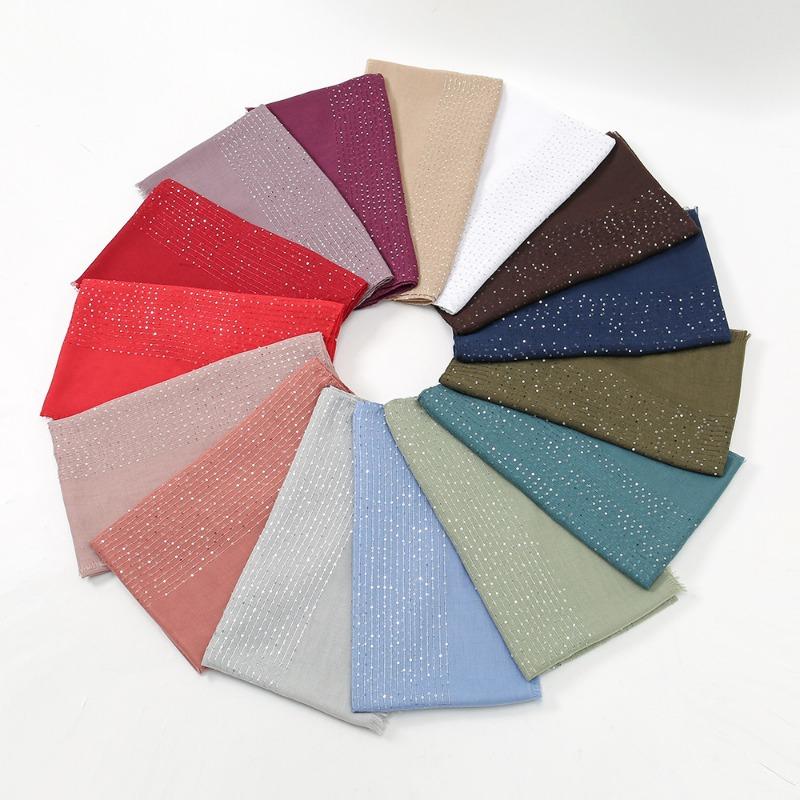Autumn and winter new candy color sequined beard edge scarf cotton and linen feel fresh and fashionable versatile monochrome shawl scarf