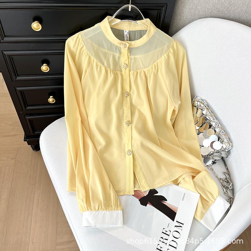 

Желтая и хорошо выглядящая рубашка, новинка начала весны, роскошная и с высоким чувством стиля, уникальный и красивый топ, развевающийся, как фея XXXL [Recommended 138-75kg] жёлтый