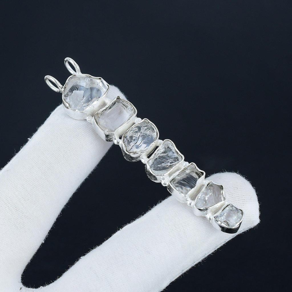 Pandantiv din Argint Sterling 925 cu Piatră Prețioasă Brută de Cuarț Cristal Natural - Design Handmade, Bijuterie de Purtat Zilnic, Cadou Pentru Iubire